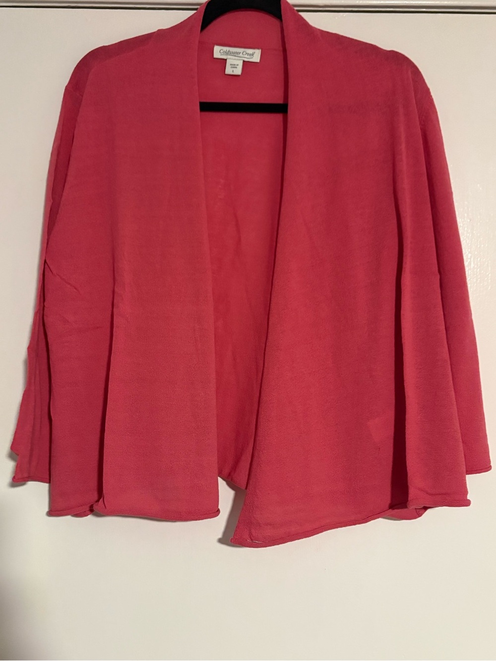 NWT Coldwater Creek Coral Pink Open Front Cardigan Size L